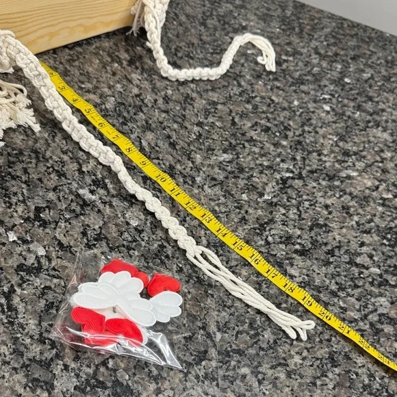 Boho Wood Shelf with Cream Macrame Tassels NEW in box - Picture 7 of 10